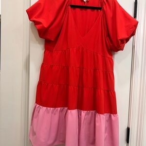 Entro Red and Pink Casual Dress